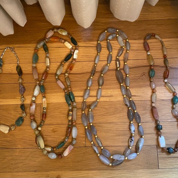 Lot of 4 Vintage Natural Polished Stone Beaded Necklaces. Good Condition. - Picture 3 of 16
